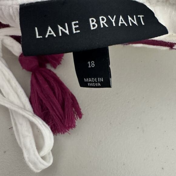 Lane Bryant Top Womens 18 White Gauzy Embroidered Tasseled Cottagecore Boho - Picture 11 of 14